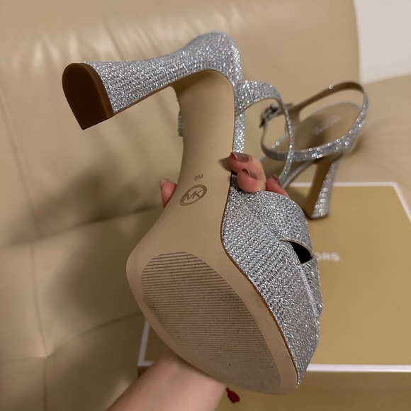 Silver Glitter Platform Sandals size 8 - Picture 6 of 12